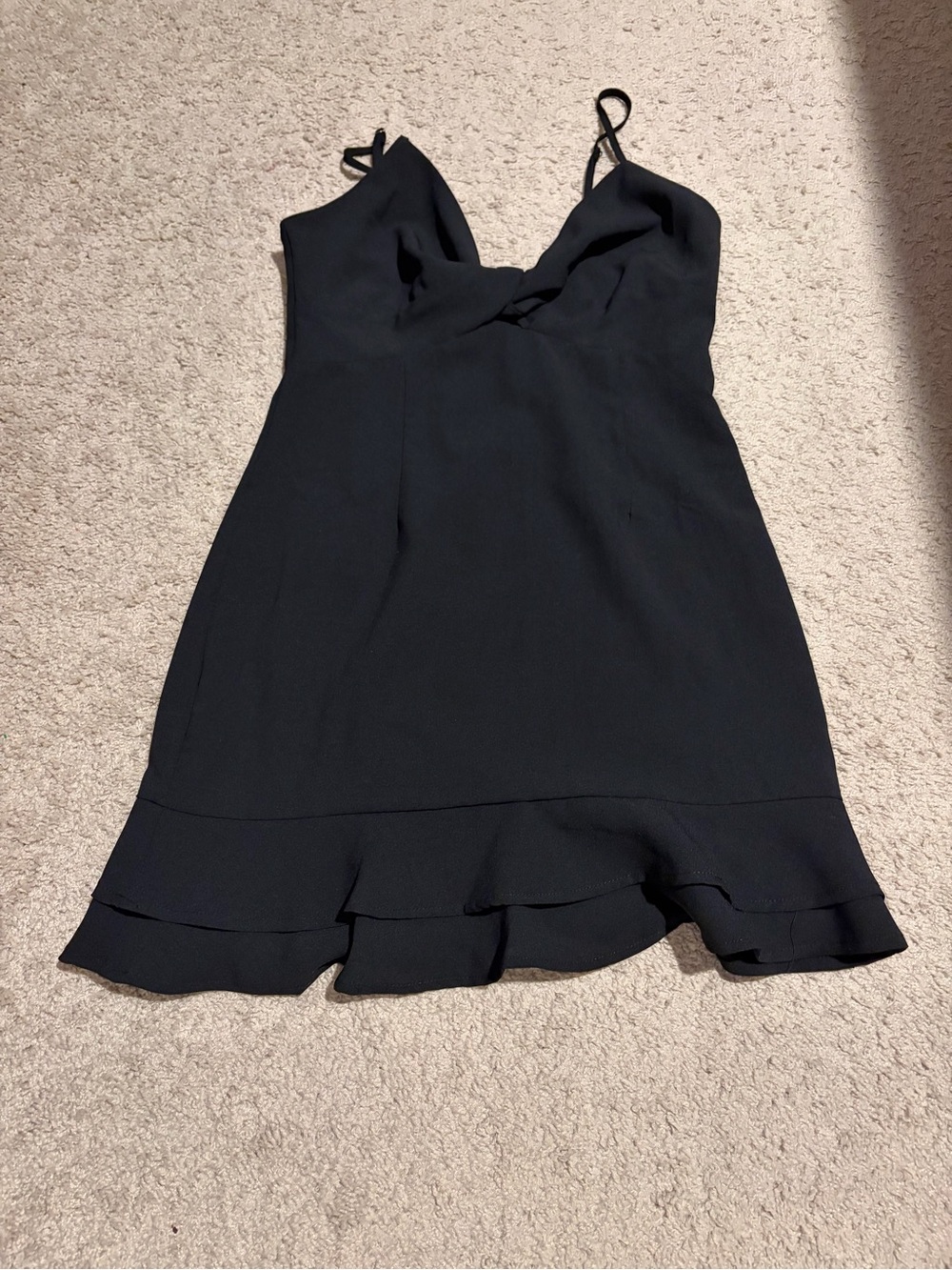 Black Spaghetti Strap Ruffle Hem Dress